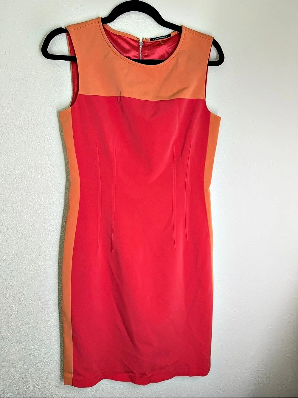 Elie Tahari Color Block Mini Dress in Pink & Orange